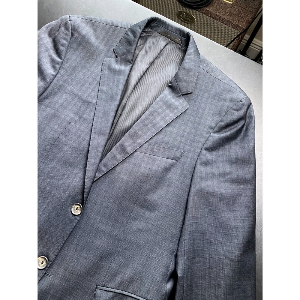 Hugo Boss James3/Sharp5 SZ 38S Gray / Blue Faded Check Blazer Wool